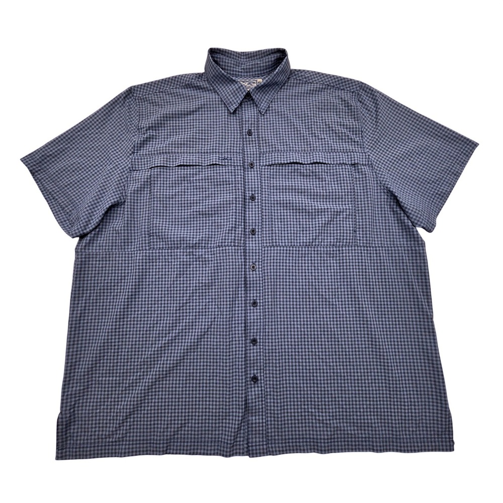 GameGuard Outdoors Blue Micro Check Vented Fishing Shirt 1041‎ Mens 4XL 4X